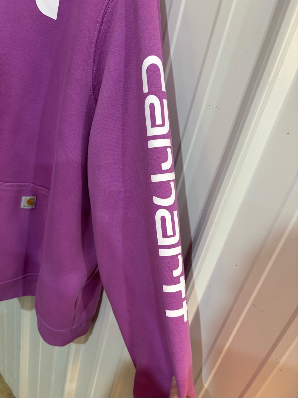 Carhartt Violet Relaxed Fit Pullover Hoodie with White Logo - Picture 2 of 3